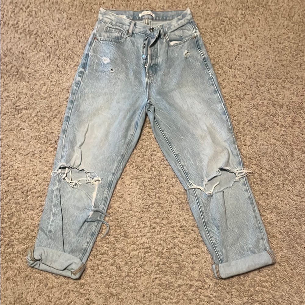 PacSun High Rise Blue Distressed Dad Jeans